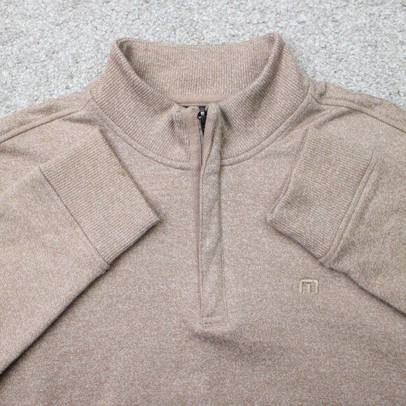 Travis Mathew Sweatshirt Mens Small Beige Hideaway 1/4 Zip Golf L/S Pullover - Picture 1 of 16